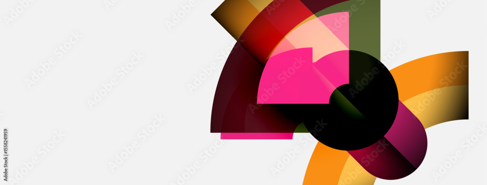 Aufkleber Abstract colorful shapes overlap, creating dynamic composition. Bright hues blend, forming interesting visual effect. Modern design.