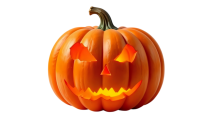 Halloween pumpkin with deep embossed cuts, glowing orange highlights