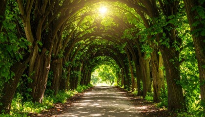 Fototapeta premium Sunlight-drenched tree tunnel