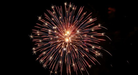 Obraz premium Exploding firework on a black background at night celebration