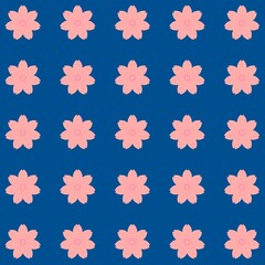 Pink flower on blue 