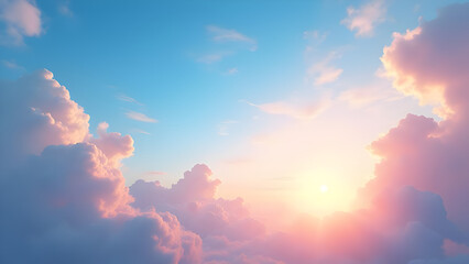 Spectacular sunrise with pastel clouds illuminating the heavenly expanse above