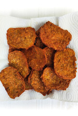 Crispy Fried Tempe Mendoan on Paper Towel
