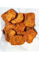 Crispy Fried Tempeh on Paper Towel, Indonesian Delicacy