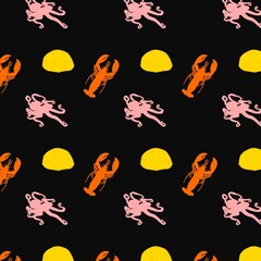 Seafood seamless pattern