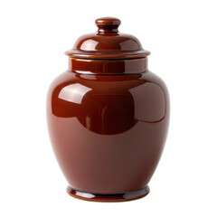 A classic dark brown ceramic jar with a lid, ideal for kitchen storage, pantry organization, or decorative display. Its glossy finish adds elegance.