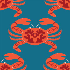 Crab abstract seamless vector pattern background