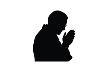 Silhouette art illustration of an elderly person's praying hands.eps