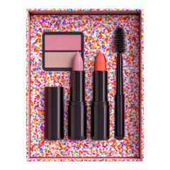 Makeup Kit with Lipsticks, Blush, and Mascara in Decorative Box for Beauty Enthusiasts and Professionals