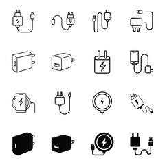Mobile phone charger icon, phone charger vector. Phone charger for mobile app interfaces, electronics websites.
