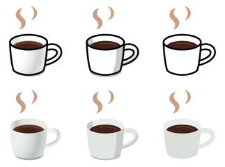 様々なコーヒーアイコンのベクターイラストセット