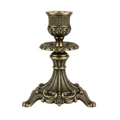 An elegant, ornate vintage brass candlestick holder with intricate details, perfect for adding a classic touch to home decor or special occasions.