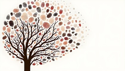 Abstract Tree Art with Colorful Dots, Minimalist Nature Design