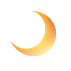 Obraz premium 3d icon of orange crescent moon isolated on transparent background