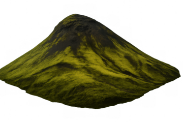3d rendered mossy green hill, isolated on transparent background, suitable for graphic design and digital compositions