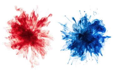 Vibrant red and blue fireworks bursting in celebration of July festivities, highlighting the essence of summer gatherings and patriotic spirit