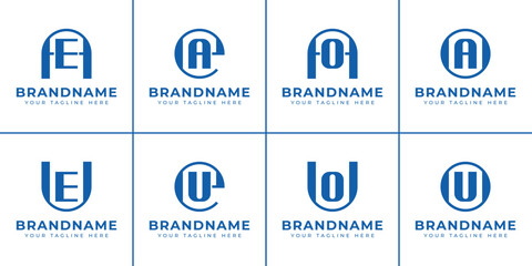Letters AE EA AO OA UE EU UO OU Logo Monogram