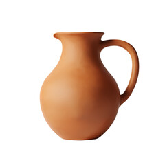3d icon of a rustic ceramic pitcher isolated on transparent background