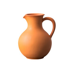 3d icon of earthenware pitcher with handle for serving drinks isolated on transparent background