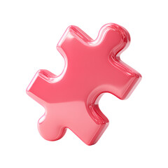 Obraz premium 3d icon of a single pink puzzle piece isolated on transparent background