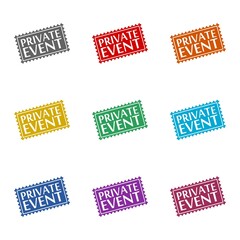 Private event icon isolated on white background. Set icons colorful