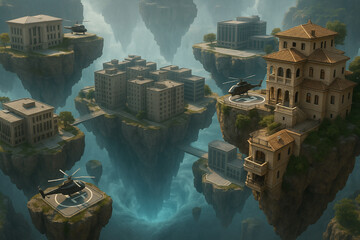 
cities on flying rocks