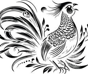 Fototapeta premium Golden Pheasant in Striking Black and White Art Print