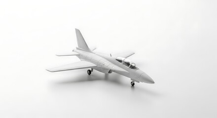 Obraz premium White Model Jet Aircraft on White Background for Aviation and Technology Displays