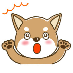 驚いた表情の柴犬のイラスト