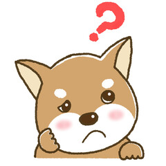 はてなの表情の柴犬のイラスト