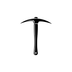 Black silhouette of a pickaxe with a wooden handle