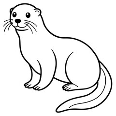 Otter Silhouette Line Art