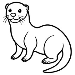 Otter Silhouette Line Art