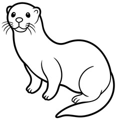 Otter Silhouette Line Art
