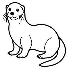 Otter Silhouette Line Art