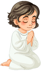 Child in Prayer with Peaceful Expression
