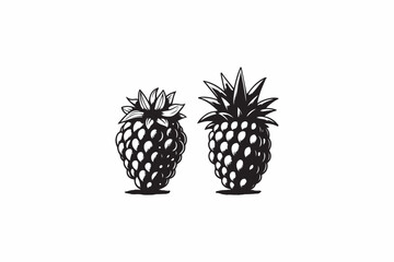 Yum berry fruit vector silhouettes black and white image made by adobe illustrator. eps