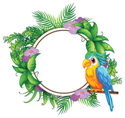 Tropical Bird and Floral Frame Illustration