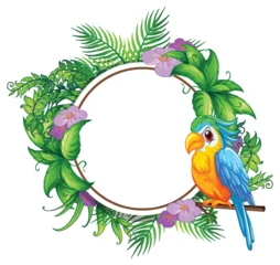  Tropical Bird and Floral Frame Illustration © GraphicsRF