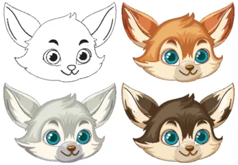  Cute Animal Faces in Various Color Styles © GraphicsRF