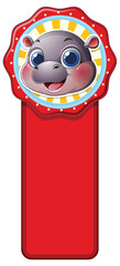 Cute Hippo Bookmark Illustration