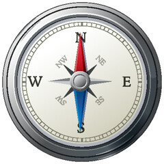 Classic Compass Vector Illustration with Metallic Finish