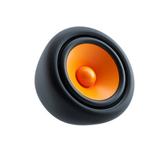 3d icon of orange and black audio speaker isolated on transparent background