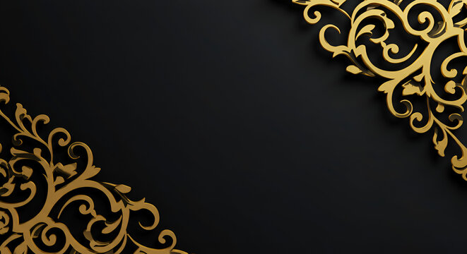 Ornate gold borders on a black background