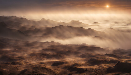 Obraz premium A deep valley covered in thick fog