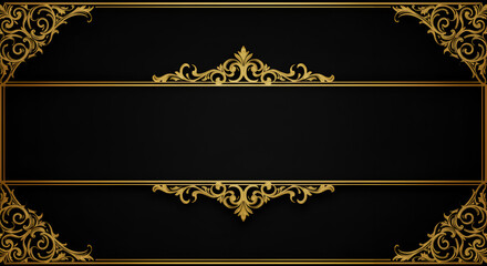 Ornate gold frame on black background (6)