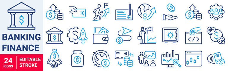 Banking and finance web line icon. Money, accounting, deposit, wallet, coins icons. Vector illustration