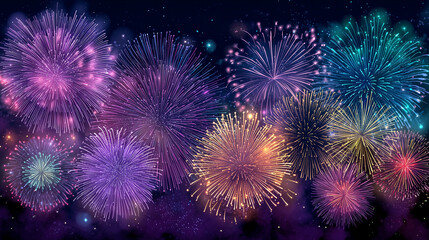 Fototapeta premium Beautiful Fireworks Background Wallpaper