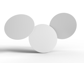 Round Beer Coaster Mockup set, isolated on background. Protection bierdeckel for beer glasses, bottle, can, cup holder. Empty bottle coaster lying template for beverage branding. 3d rendering