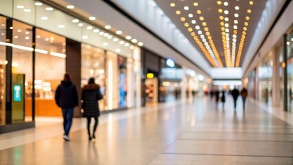 Defocused Contemporary Shopping Mall Scene with Dynamic Glow